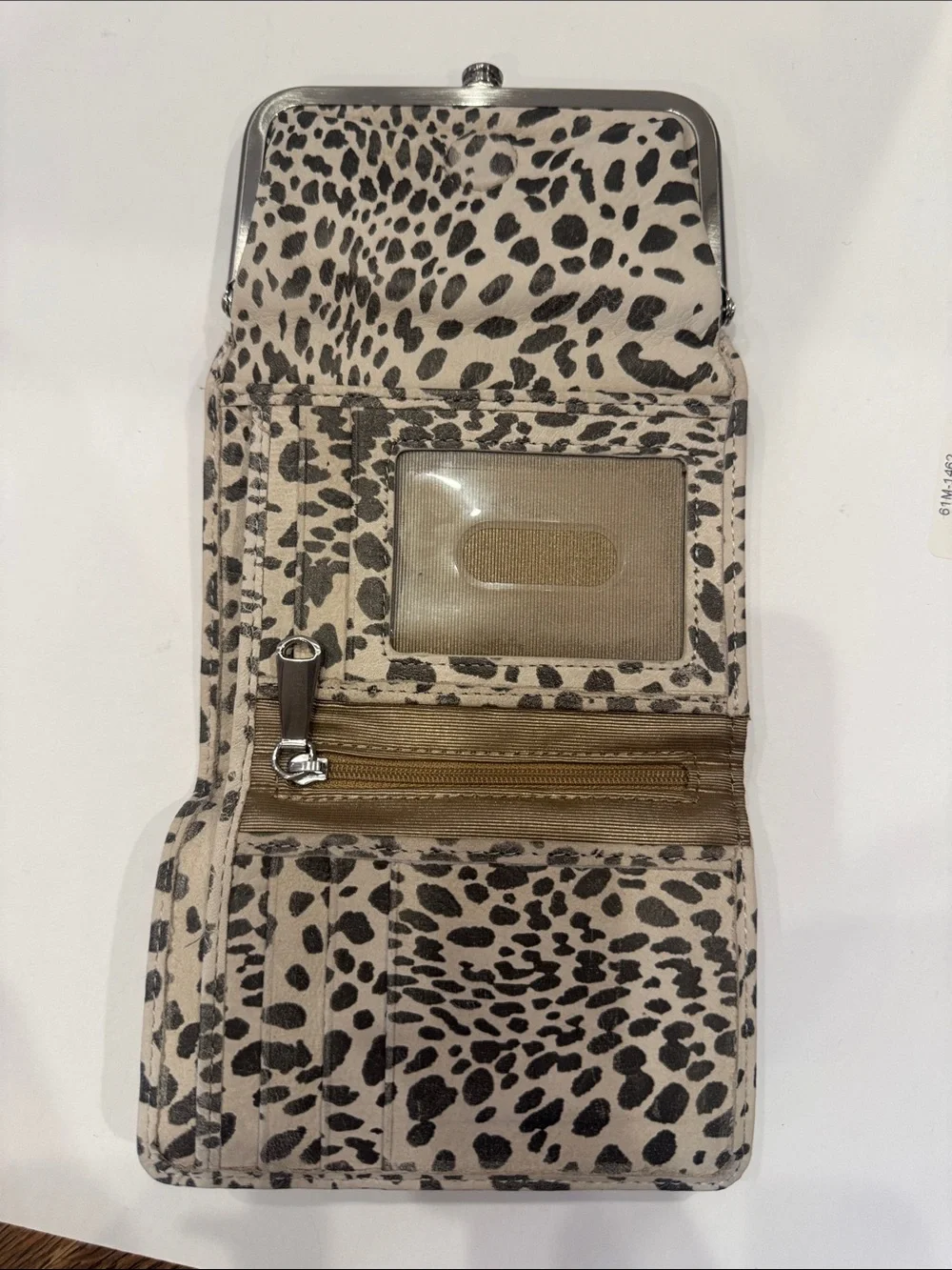 HOBO Leopard-Print Clutch in Cream and Black